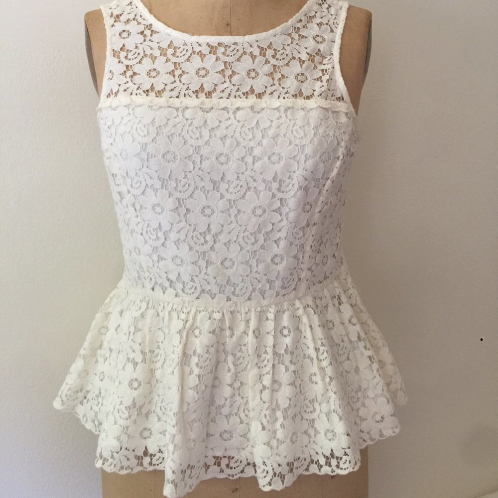 Cream Lace Peplum Jack Wills Size 6 US